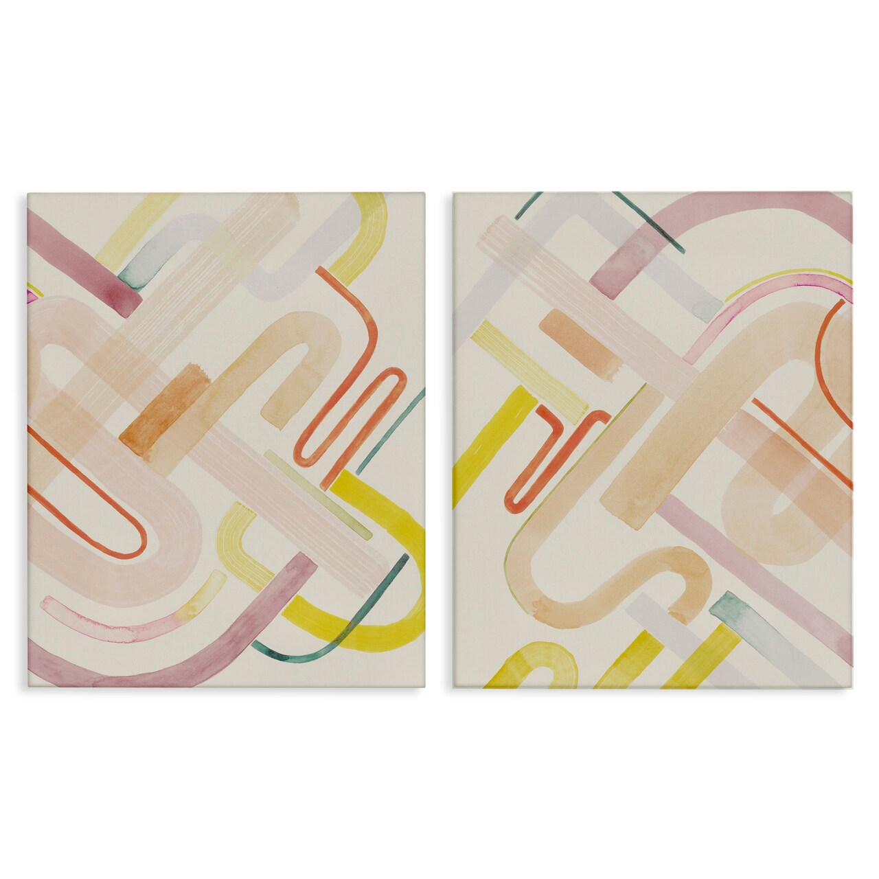 Stupell Industries Retro Neutral Patterns 2 pc Canvas Wall Art Set Design by Grace Popp